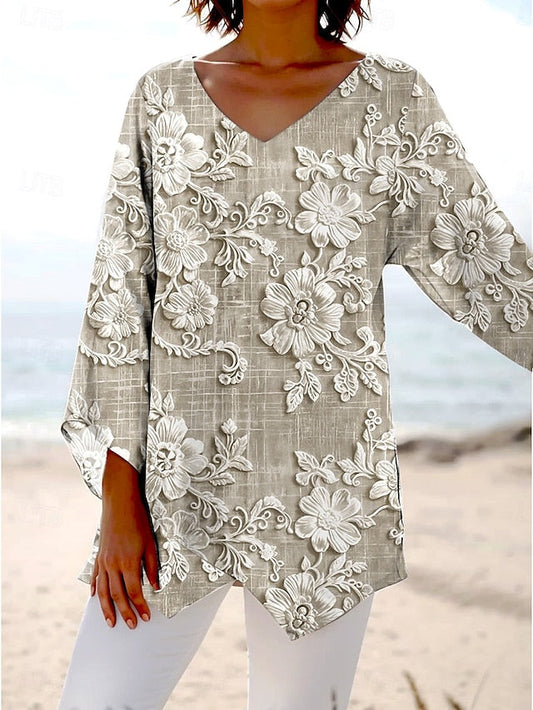 Yessica | Haut en lin avec broderie florale