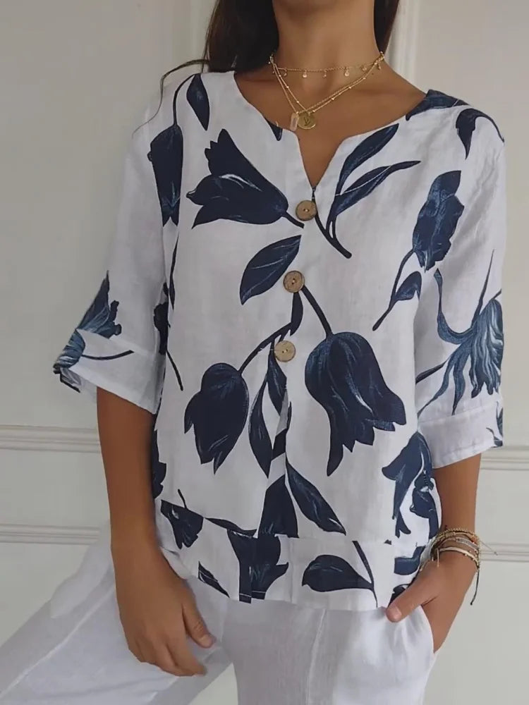 Edith | Blouse boutonnée à imprimé floral pour femme