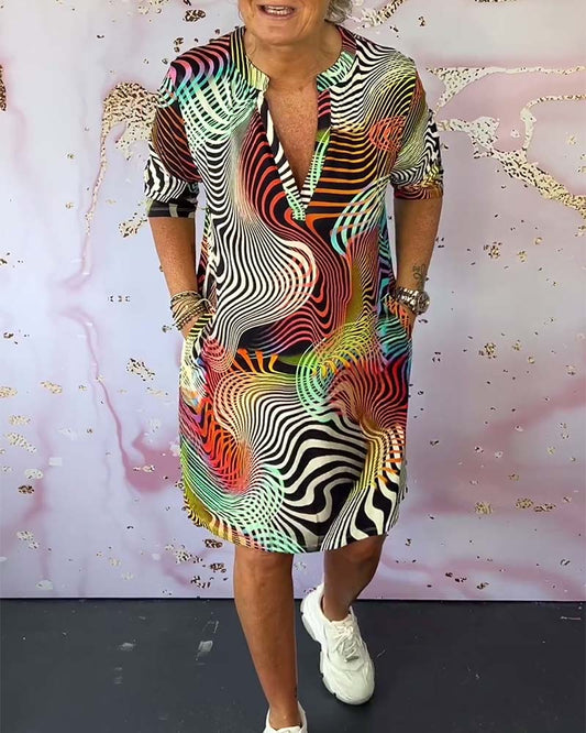 Hannah | Robe droite à imprimé graphique moderne