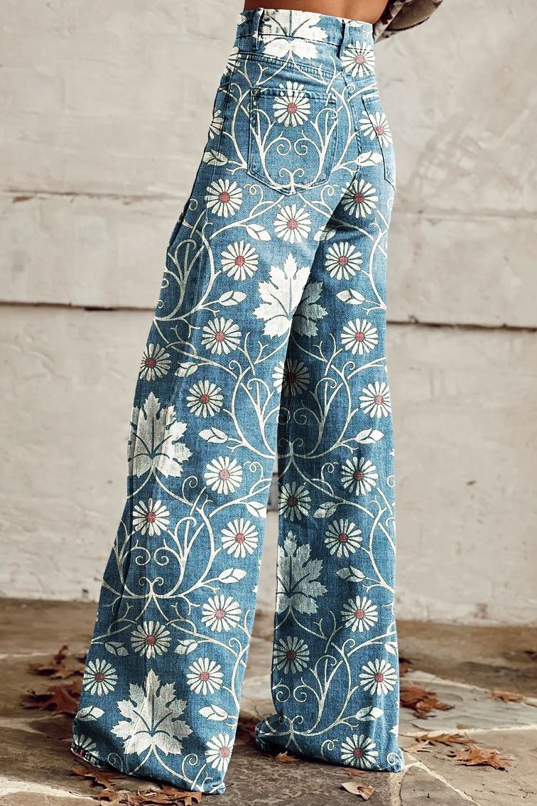 Tess | Jean évasé à motif fleuri pour femme