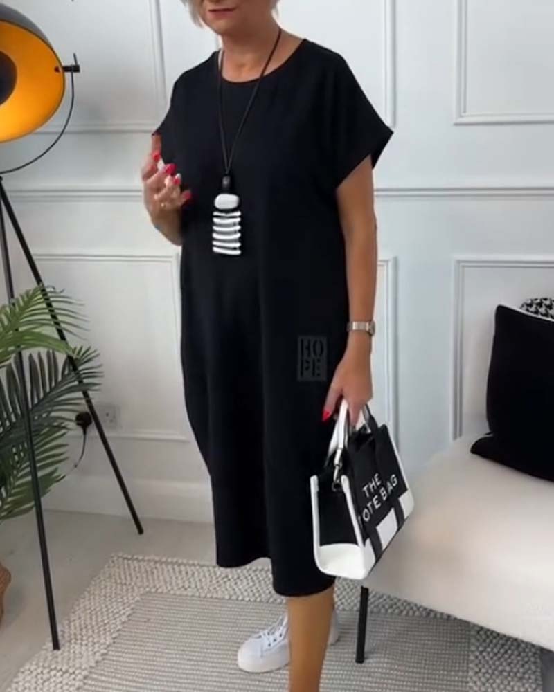 Odette | Robe Ample à Manches Courtes avec Poches pour Femme