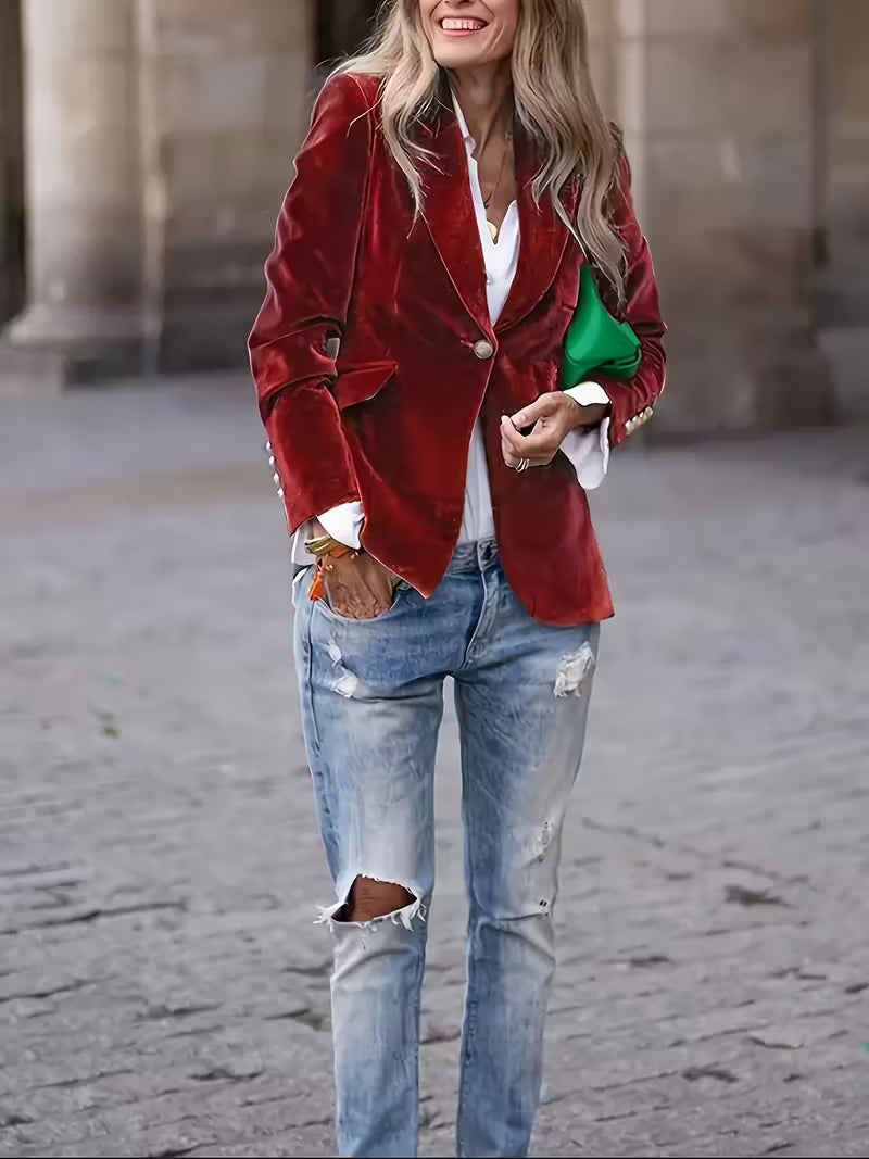 Lorine | Blazer Chic et Confortable en Velours Doux
