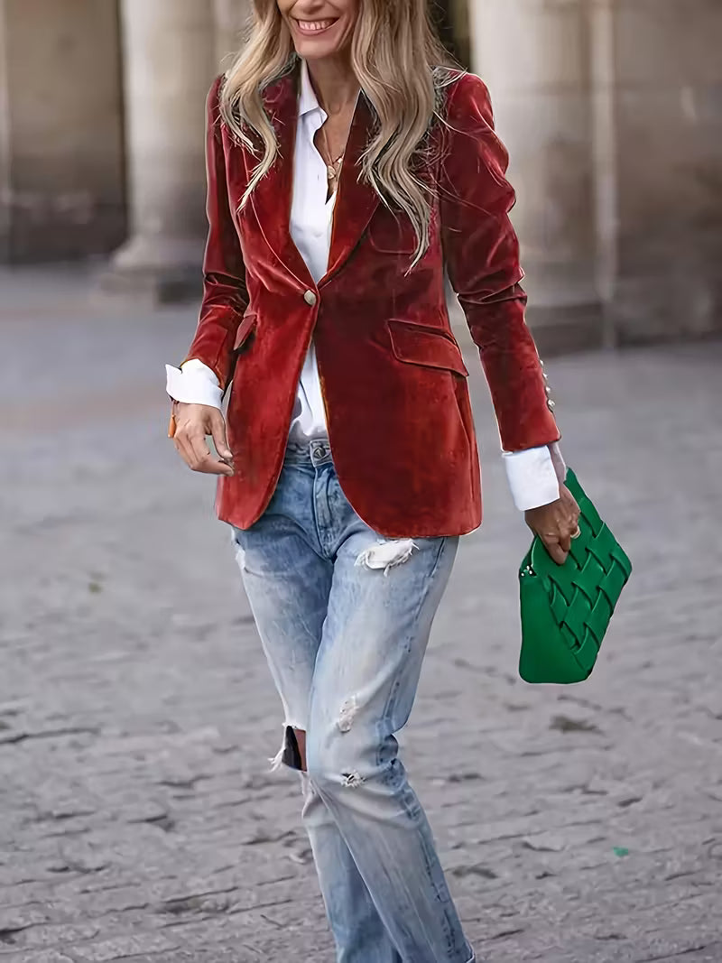 Lorine | Blazer Chic et Confortable en Velours Doux