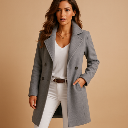 Juline | Manteau Long Chaud et Élégant à Coupe Structurée pour Femme