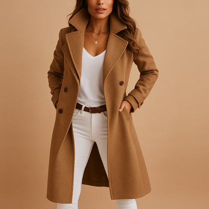 Juline | Manteau Long Chaud et Élégant à Coupe Structurée pour Femme