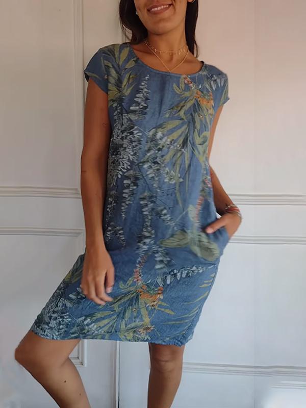 Téa | Robe droite à motif feuillage pour femme
