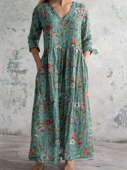 Rilana | Robe longue à fleurs bohèmes pour femme