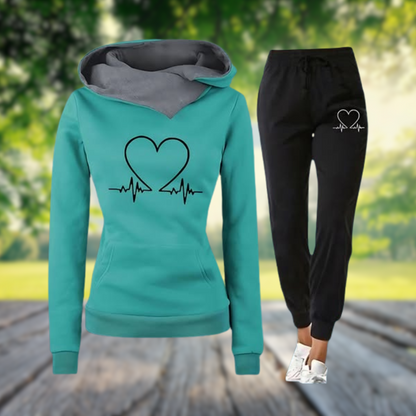 Nola | Ensemble décontracté à capuche avec motif cœur pour femme