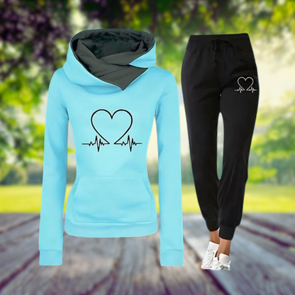 Nola | Ensemble décontracté à capuche avec motif cœur pour femme