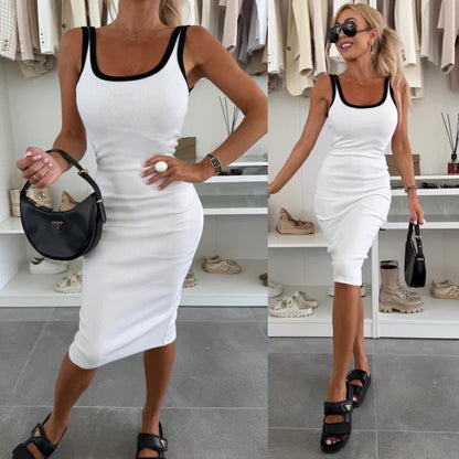 Perrine | Robe moulante côtelée sans manches pour femme