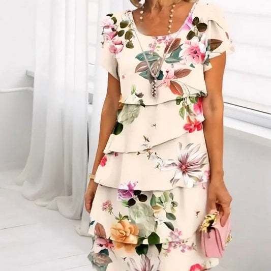Romy | Robe à volants florale à manches papillon pour femme