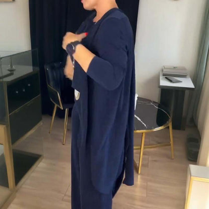 Nadia | Ensemble 3 Pièces avec Cardigan Long, Confort Élégant et Style Polyvalent pour Toutes les Occasions