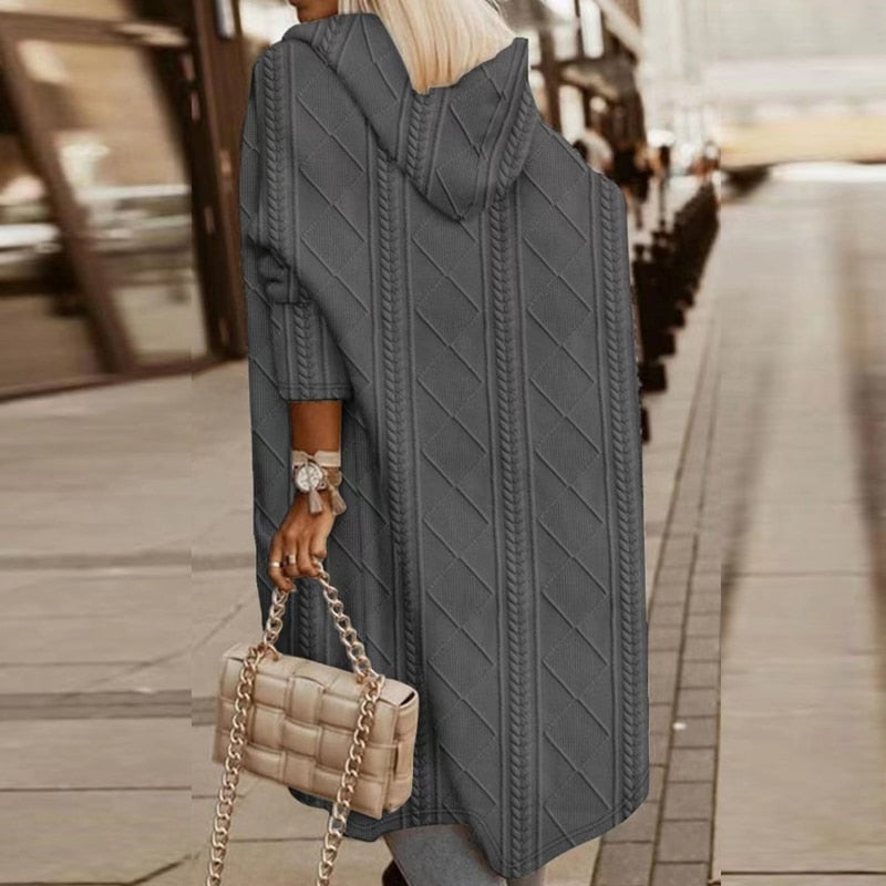 Adélie | Cardigan Long à Capuche pour Femme